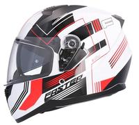 DOBLE XX Shiro HEMETS Casco Integrale SH-667 Faster Bianco e Rosso con Occhiali Solari (M)