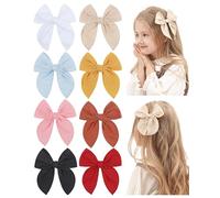 Doboi 8 fermagli per capelli da bambina, fiocchi per capelli in cotone e lino, accessori per capelli per neonati e bambini