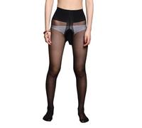 Dobovova Uomini Collant Uomo See Through Nude Tights Lingerie Pantyhose 10D Calze Con Guaina Senza Cuciture Hosiery Chiusa (nero, One Size)