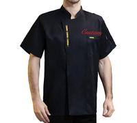 Dobraya Cappotto Da Cuoco Personalizzato Maniche Corte Ricamate Uniforme Da Giacca Da Cuoco Con Set Di Cappelli Da Cuoco Uniforme Personalizzata per Il Servizio Alberghiero