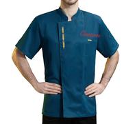 Dobraya Cappotto Da Cuoco Personalizzato Maniche Corte Ricamate Uniforme Da Giacca Da Cuoco Con Set Di Cappelli Da Cuoco Uniforme Personalizzata per Il Servizio Alberghiero