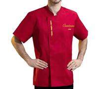 Dobraya Cappotto Da Cuoco Personalizzato Maniche Corte Ricamate Uniforme Da Giacca Da Cuoco Con Set Di Cappelli Da Cuoco Uniforme Personalizzata per Il Servizio Alberghiero