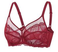 DOBREVA Donna Reggiseno in Pizzo Minimizer con Ferretto Senza Imbottitura Rosso Cinese 4A