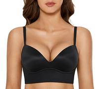 DOBREVA Donna Reggiseno Push Up Senza Ferretto Bralette Coppe Triangolo Nero 3AA