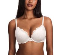 DOBREVA Reggiseno Donna Push Up in Pizzo con Ferretto Imbottito Plunge a Coppe Modellate Bianco Cocco 6D