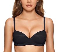 DOBREVA Reggiseno Senza Ferretto Push Up Coppa Preformata Imbottito Morbido Scollo a V Nero 5A