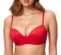 DOBREVA Reggiseno Senza Ferretto Push Up Coppa Preformata Imbottito Morbido Scollo a V Rosso Profondo 2B