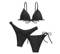 DOBRVVGT Bikini, Bikini Donna Mare, Costume Donna Costume da Bagno da Spiaggia Sexy da Donna, 3 Pezzi, Blu, Viola, Push-up, con Fasciatura a Triangolo, Costume da Bagno(Black,S)