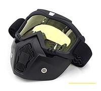 DOBRVVGT Occhiali da Moto Antivento,Occhiali da Sci Maschera modulare Goggglie rimovibili e filtro della bocca Perfetto Uso adatto per il casco a mezza da moto open face o elmetti vintage(03)