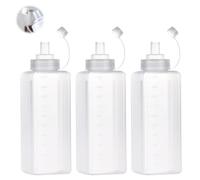 Docache Set di 3 bottiglie Squeeze, bottiglie in PE con scala graduata, a tenuta stagna, ideali per ketchup, olio barbecue, cottura al forno e campeggio (1000ML)