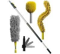 DocaPole - Kit per spolverare - 3 inserti con spolverino per ragnatele, ventilatori a soffitto e altri oggetti difficili posti in alto e difficili da raggiungere - Asta allungabile 1,5-3,7 m (5-12 ft)