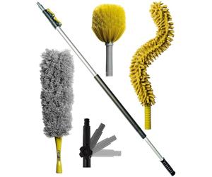DocaPole - Kit per spolverare - 3 inserti con spolverino per ragnatele, ventilatori a soffitto e altri oggetti difficili posti in alto e difficili da raggiungere - Asta allungabile 1,5-3,7 m (5-12 ft)