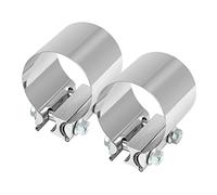 DOCAS Morsetto per tubo di scarico Ø 76 mm x 76.2 mm in acciaio inossidabile universale, Silver (2 pezzi)