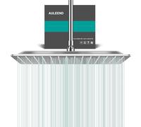 Docce Fisso Quadrato Soffione Doccia a Pioggia in Acciaio Inox Soffione Doccia a Pioggia con Getti In Silicone Anticalcare 304 Acciaio Inox Ultra Sottile (Argento, 40 cm)