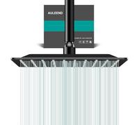 Docce Fisso Quadrato Soffione Doccia a Pioggia in Acciaio Inox Soffione Doccia a Pioggia con Getti In Silicone Anticalcare 304 Acciaio Inox Ultra Sottile (Nero, 25 cm)