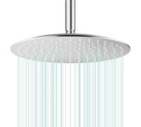 Docce Fisso Rotondo Soffione Doccia a Pioggia in Acciaio Inox Soffione Doccia a Pioggia con Getti In Silicone Anticalcare 304 Acciaio Inox Ultra Sottile (Argento, 30 cm)