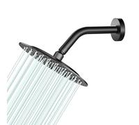 Docce Fisso Rotondo Soffione Doccia a Pioggia in Acciaio Inox Soffione Doccia a Pioggia con Getti In Silicone Anticalcare 304 Acciaio Inox Ultra Sottile (Nero, 20 cm)