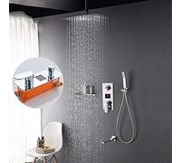 Docce, Rubinetti per doccia con display digitale a 3 funzioni, soffione doccia ultra sottile a pioggia, miscelatore a parete, doccia da bagno nascosta, set completo da 16 pollici, set completo da 8