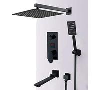 Docce, set di rubinetti per doccia con display digitale a LED nero opaco, sistema doccia con cascata a pioggia, sistema doccia per vasca nero, miscelatore per vasca con doccia digitale LCD interesting