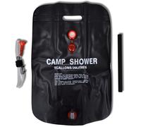 vidaXL 2X Doccia Solare per Campeggio Robusta Resistente Serbatoio con Valvola e Soffione per Doccia Portatile da Esterno 20 L in PVC Nero