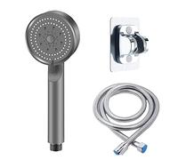 Doccetta in acciaio inox ad alta pressione, soffione doccia a risparmio idrico ad alta pressione 5 posizioni ugello manuale regolabile set doccia supporto tubo accessori da bagno (Gun Grey3)