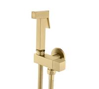 Doccetta per bidet, colore, supporto da parete per WC, in ottone, rubinetti per WC, acqua fredda, soffione per igiene personale e pulizia (Oro spazzolato)