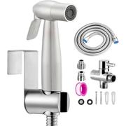 Doccetta per Bidet-Set Doccia Bidet per WC, Hand Held Bidet Spruzzatore con Tubo Flessibile 1.5m e Supporto,per Igiene Personale e Spruzzatore per Vasino,con Adattatori G1/2" e G3/8"