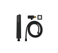 Doccetta quadrata in ottone cromato/nero/oro/grigio/bianco con soffione a parete e supporto in metallo for tubo flessibile da 150 cm(Black 3 PCS)
