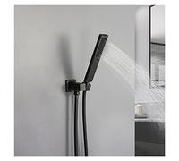 Doccetta Quadrata Set Doccia a Mano Cromato Supporto Regolabile per Montaggio a Parete e Tubo da 150 cm Soffione Doccia in Ottone con Presa a Mano Nero (Colore : Black Hose Only)