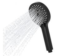 Doccetta Soffione Doccia 4 Getti Universale 1/2" Nero Opaco, 12 cm, Massaggio, Pioggia, Multi Getto e Stop, ABS con Ugelli Autopulenti