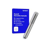 Doccetta stick a risparmio idrico Duravit, doccetta con getto Rain, rotonda, con funzione di risparmio idrico MinusFlow, facile da pulire, Acciaio spazzolato