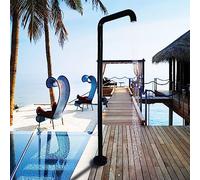 Doccia a Bordo Piscina, Doccia da Esterno con Soffione Girevole e Pressione dell'Acqua Regolabile e Base Antiscivolo, Colonna Doccia da Giardino Verticale in Acciaio Inossidabile, Nera