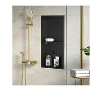 Doccia a doppio strato da incasso - Mensola da parete rettangolare in acciaio inox spazzolato per bagno, installazione sopra il montaggio, 70,1 x 28 x 12,4 cm, soluzione elegante e durevole