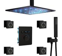Doccia a LED Set di rubinetti per Doccia termostatica Set Combo Nascosto, Set Combinato con Mixer con 12 Pollici con Doccia a Pioggia Montato a soffitto, Doccia Portatile, 4 getti per Il Corpo,