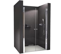 Doccia a nicchia con porte a doppio battente NT218 - Nano real glass - colore e larghezza del profilo selezionabili, Larghezza:840mm, Colore del profilo:Cromo
