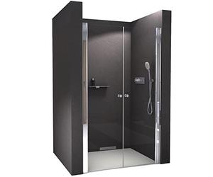 Doccia a nicchia con porte a doppio battente NT218 - Nano real glass - colore e larghezza del profilo selezionabili, Larghezza:840mm, Colore del profilo:Cromo