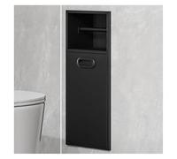 Doccia a parete - nizer da bagno ad incasso con ripiano in acciaio inox e bidone della spazzatura, installazione non richiede installazione piastrella, salvaspazio, per casa e hotel, design nero
