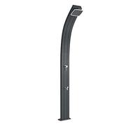 Doccia a riscaldamento solare Arkema A120/7016 Spring Antracite Doccia solare dal design curvo totalmente in alluminio con trattamento anticorrosione Verniciata a polvere Serbatoio con capacità di 30 lt Altezza 224 cm Peso 15kg Con miscelatore e lavapiedi