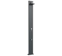 Doccia a riscaldamento solare Arkema A220/7016 Spring S Antracite Doccia solare dal design dritto totalmente in alluminio Trattamento anticorrosione Verniciatura a polvere Serbatoio capacità di 30 litri Altezza 228 cm Peso 16kg Con miscelatore e lavapiedi