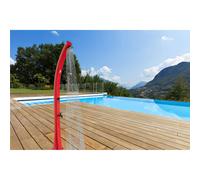 Doccia a Riscaldamento Solare Curva in Polietilene HD SOLE 20x20x h 220 cm - peso 7,7 kg con Lava piedi da 22 Lt max temperatura 35 gradi colore Rosso rosso