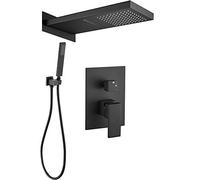 Doccia ad incasso nera con cascata ed effetto pioggia monocomando quadrato Set Doccia - VALAZ