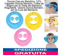 Doccia Cap per Bambino,3 Pz Cappello Doccia Bambini,Cuffia da Bagno per la Testa