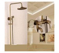 Doccia classica set antico in ottone da bagno di rubinetto for la doccia piogge con pioggia spray portatile a 2 manopole miscelazione(B)