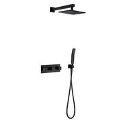 Doccia classica, set di doccia di lusso in ottone nero con set di rubinetti per la doccia da doccia in ottone da 8-12 pollici e doccia portatile per l'installazione del bagno montato a parete,