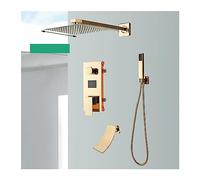 Doccia con controllo touch, Display digitale for rubinetto doccia dorato, doccia a pioggia for bagno, miscelatore a incasso a parete con bocca di erogazione for vasca(3-Ways 8 inch C)