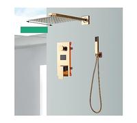 Doccia con controllo touch, Display digitale for rubinetto doccia dorato, doccia a pioggia for bagno, miscelatore a incasso a parete con bocca di erogazione for vasca(2-Ways 10 inch)