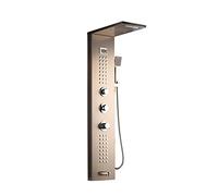 Doccia con controllo touch, Nichel spazzolato display digitale pannello doccia colonna doccia a pioggia cascata getti idromassaggio vasca da bagno miscelatore rubinetto nero dorato(Rose Golden Shower)