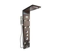Doccia con controllo touch, Nichel spazzolato display digitale pannello doccia colonna doccia a pioggia cascata getti idromassaggio vasca da bagno miscelatore rubinetto nero dorato(Drak Grey Shower)