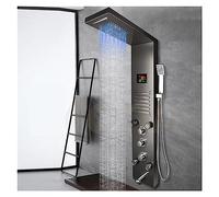 Doccia con controllo touch, Pannello doccia con display digitale spazzolato in nichel grigio scuro, getti idromassaggio for doccia a pioggia a LED a colonna, miscelatore for vasca da bagno(Dark Grey)