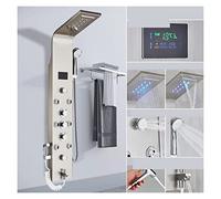 Doccia con controllo touch, Rubinetto for doccia con luce a LED nera Bagno SPA Massaggio Doccia a getto Colonna Cascata Pannello doccia a pioggia Bidet Spruzzatore Rubinetto(8009 Brushed B)